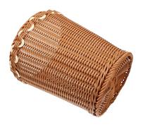 YARNOW Panier de Rangement Tressé en Rotin Synthétique Marron, Corbeille à Déchets Solide et Multifonction pour Décoration et Bureau