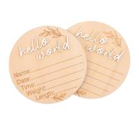 YARNOW Panneau Annonce de Naissance en Bois Marron 2pcs Décoratif Circulaire pour Photo et Fête -né Naissance