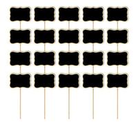 YARNOW Panneaux à Craie Étiquettes de Fleurs et Plantes pour Écrire Messages Lot de 20 en Bois D'onde Noirs Légers Portables, Décoration Mariage et Jardin