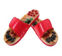 YARNOW Pantoufles de Massage D'acupression en Pu et Eva Rouge, Sandales à Enfiler pour Massage Précis Plante du Pied, Soulagement Fasciite Plantaire, Taille 43-44
