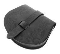 YARNOW Paquet Banane Médiéval en Cuir Pu Noir, Pochette de Ceinture Renaissance Portable, Sacoche de Selle Western Style Viking pour Cosplay, Festivals et Événements Médiévaux,