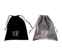 YARNOW Paquet de Rangement Léger pour Sèche-cheveux Noir Cordon de Serrage en Peluche Facile à Ouvrir Lot de 2 pour Suspendre ou Ranger un Tiroir