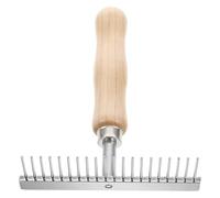 YARNOW Peigne Démêlant pour Chevaux avec Manche en Bois Ergonomique, Brosse à Râteau en Acier Inoxydable, pour Éliminer les Nœuds et Poils Morts, pour Chevaux et Ânes