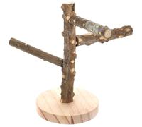 YARNOW Perchoir en Bois Naturel pour Oiseaux Petits et Moyens, à Mâcher Multifonction pour Cage, Support 3 Branches pour Perruches, Cacatoès et Perroquets, Échelle Ludique pour Exercice
