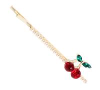 YARNOW Pince à Cheveux Cerise en Alliage Rouge Élégante pour Femmes, Accessoire Coiffure Chic avec Cristaux, pour Événements Spéciaux et Fêtes