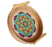 YARNOW Plateau Décoratif en Rotin Tissé la Main, Panier Servir, Design Chic et Naturel, Robuste et Multifonction pour Table Basse ou Apéritif