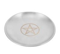 YARNOW Plateau Décoratif Rond Argenté en Acier Inoxydable Plateau à Bougies D'autel sans Bords Tranchants Couleur Aléatoire pour Activités D'autel et Offrandes