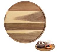 YARNOW Plateau Résistant Déformation Marron Design Rotatif Rond en Bois Style Vintage Unique Décoratif pour Table à Manger ou Café