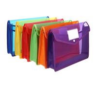 YARNOW Pochettes Transparentes et Pochette pour Étiquette Lot de 6 en Pp A4 avec Bouton-pression Résistantes Déformation pour Rangement