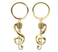YARNOW Porte-clés Notes de Musique et Microphone Design Réaliste et Compact Créatifs en Alliage Doré 2 Pièces comme Présent pour Professeurs de Musique