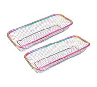 YARNOW Porte- Grosse Capacité de Rangement et Drainage en Acier Inoxydable 2pcs Panier Rectangulaire pour et Couverts Bureau