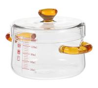 YARNOW Pot de Cuisson en Verre Couvercle, Marmite pour Spaghetti et Lait, Compatible Induction, Casserole Multi-Usages pour Cuisson la Vapeur et Mijotage