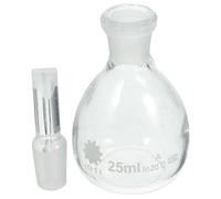 YARNOW Pycnomètre en verre avec bouchon 25 ml pour mesure de la densité et poids spécifique, bouteille de stockage de liquide en verre pour usage en laboratoire et expériences
