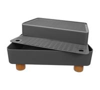 YARNOW Rampe pour Bac à Litière Réglable à Deux Niveaux, Anti-Traces | Plastique et Bois, Filtre Intégré Amovible, Surface Antidérapante Double Couche, pour Chats et Usage Domestique