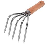 YARNOW Râteau à Main 5 Dents Manche en Bois Griffe de Coquillage Tranchante pour Creuser sur Plage Outil Fiable pour Creuseur de Coquillages Essentiel de Plage pour Chasse et