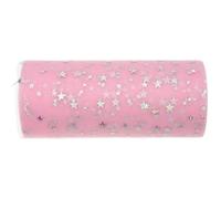 YARNOW Ruban de Tulle à Paillettes Rose Léger en Polyester 15cm X 25 Mètres pour Décoration Anniversaire et Nœuds de Chaise DIY Facile à Ranger 1 Rouleau