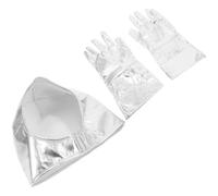 YARNOW Set Costume Astronaute Garçon Fille Casque et Moufles Argentés Confortables Respirants Accessoires pour Fête à Thème Spatial et Halloween
