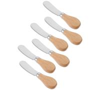 YARNOW Set de 6 Couteaux à Fromage Beurre en Acier Inoxydable avec Manche en Bois, Faciles à Saisir, Tranchants Élégants pour Dîners Raffinés et Mariages
