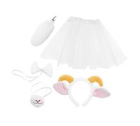 YARNOW Set de Déguisement Agneau Garçon Fille avec Serre-Oreilles Mouton Peluche Queue Noeud et Jupe Tutu pour Fête Cosplay Performance