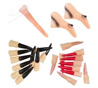 YARNOW Set de Faux Ongles Halloween Noir et Rouge avec Nez de Long Accessoires pour Déguisement Fête et Cosplay