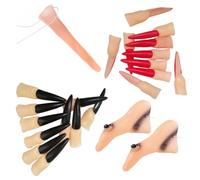 YARNOW Set de Fournitures de Fête Halloween avec Nez Factice de Ongles Noirs et Rouges Accessoires de Déguisement pour Soirée Masquerade
