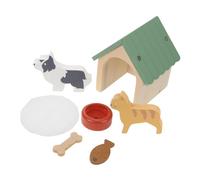 YARNOW Set de Jeu Miniature Maison de Poupée Bois avec Chenil et Accessoires Animaux Décor Simulation Animalière pour Garçon Fille Educatif pour Développement de Empathie et Créativité