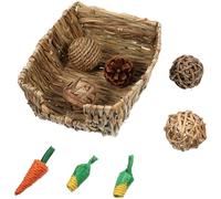YARNOW Set de Jouets à Mâcher en Paille pour Lapin Lit Tressé Naturel, Favorise l'exercice Santé Dentaire, Accessoires pour Petits Animaux