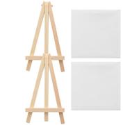 YARNOW Sets de Sets Mini Chevalets en Bois Toiles à Peindre Blanches Lot de 2 Stable et Ferme pour Peinture et Loisirs Créatifs