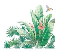 YARNOW Stickers Muraux Végétaux Verts Plantes Et Oiseaux Motif Naturelles Pour Décoration Murale Salon