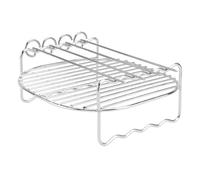 YARNOW Support Carré en Acier Inoxydable Résistant la Déformation pour Friteuse à Air, Double Grille 4 Piques pour Vapeur et Barbecue