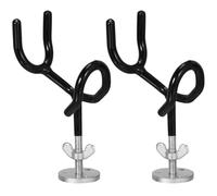 YARNOW Support de Canne à Pêche en Acier 2 Pièces avec Base de Montage, Résistant la Corrosion, pour Pêche au Coup et Crappie, Couleur Noire