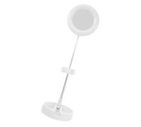 YARNOW Support Téléphone Pliable Blanc avec Miroir Maquillage et Lumière | Angles Réglables, Format Portable en ABS et Alliage D’aluminium, pour Vidéo et Usage Quotidien