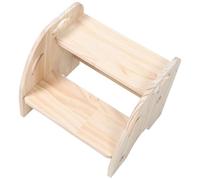 YARNOW Tabouret D'appoint en Bois pour Garçon et Filles avec 2 Marches Antidérapantes, Poignées Latérales, Compact Salle de Bain et Apprentissage Propreté, Beige