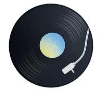 YARNOW Tapis de Souris d'Ordinateur Rond en Caoutchouc Frotté Antidérapant, Imperméable, Style Platine Vinyle Adapté Jeu, Bureau et Usage Domestique