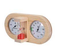YARNOW Thermomètre-Hygromètre Mécanique pour Sauna avec Sablier 15 Min Boîtier en Bois Résistant à Haute Température Affichage Double Température et Humidité Accessoire Spa Rouge pour
