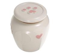 YARNOW Urne Funéraire Céramique Étanche 600 ML pour Petits Animaux de Compagnie, Motif Cœur et Empreinte de Patte, Urne Commémorative Portable pour Cendres de Chiens et Chats, Souvenir