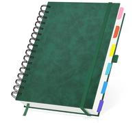 Yarotm Bloc Note A5 Ligné - 1 Pièce 240 Pages/120 Feuilles Cahiers à Spirales Couverture Rigide Cuir PU 21.3x14.5cm - 100gsm Lined 7mm Papier Notebook Agenda, Vert Foncé