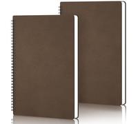 Yarotm Cahier A4 Spirale - 2 Pièce 21x29.2cm Carnet Pointillé - 60 Feuilles/120 Pages Notebook A4-100GSM Papier Carnet Pointillé 5mm - Marron Café Bloc Note A4 - Cahier Journal de Voyage