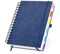 Yarotm Cahier A5 Ligné Spirale Bleu - 1PC Cahier 21.3x14.5cm - 100GSM Spiral Notebook Lined 7mm - Bleu Foncé Carnet de Notes A5 Cuir PU - 240 Pages/120 Feuilles Bloc Note Couverture Rigide