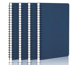 Yarotm Cahier A5 Spirale - 4 PCS Carnet Ligné - 100GSM Papier Bloc Note A5-14x21cm Carnet de Notes A5-60 Feuilles/120 Pages Cahier Ligné - Bleu Foncé Journal Notebook Voyage
