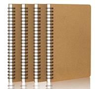 Yarotm Cahier Petit Carreaux Spirale - Lot de 4 Carnets de Notes A5 - Cahiers Carreaux 5mm - 100g/m² Papier 60 Feuiles Notebook Spirale - 700g Kraft Couverture Notebook a5 - Bloc Note a5