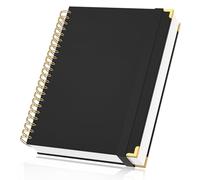 Yarotm Cahier Spirale A4-1PC Noir Carnet Ligné - 21.6x29.2cm Cahier de Notes - 100g/m² Papier Bloc Note A4 - Carnet Cuir PU Couverture Rigide - 320 Pages/160 Feuilles Mémo Notebook