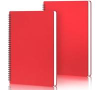 Yarotm Cahier Spirale A4-2 Pièces Carnet Carreaux - 21x29.2cm Bloc Note A4 - Rouge Carnet de Notes - 100GSM Cahier A4 Quadrillé 5mm - 60 Feuilles/120 Pages Carnet Spirale Notebooks