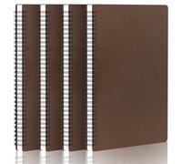 Yarotm Cahier Spirale A4-4 PCS Carnet Pointillé 5mm - 21x29.2cm Bloc Note A4-100g/m² Papier Journal Notebook - 60 Feuilles/120 Pages Cahier Pointillé - Carnet A4 de Voyage, Marron Café