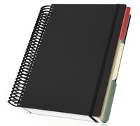 Yarotm Cahier Spirale A4 - Carnet de Notes Carreaux 120 Feuilles/240 Pages - 90GSM Papier Cahier Quadrillé 5mm - 23.5x29.8cm Noir Bloc Note A4 - Notebook A4 Carnet Couverture Souple et Spirale