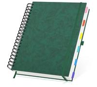 Yarotm Cahier Spirale A4 Petits Carreaux - 120 Feuilles Bloc Note 21.6x28.5cm - 100GSM Quadrillé 5mm Papier Carnet Cuir PU Vert Foncé - Notebook Journal Couverture Rigide