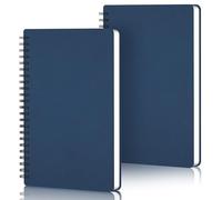 Yarotm Cahier Spirale A5-2 Pièces Carnet de Notes Quadrillé - 14x21cm Bloc Note A5-100g/m² Carreaux 5mm Notebook A5-120 Pages/60 Feuilles Carnet Spirale Dessin Voyage, Bleu Foncé