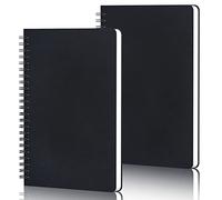 Yarotm Cahier Spirale A5-2 Pièces Noir Carnet Carreaux - 100GSM Papier Bloc Note A5-14x21cm Carnet Quadrillé 5mm - Notebook Cahier de Note A5 60 Feuilles/120 Pages