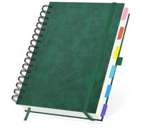 Yarotm Carnet Spirale A5 Petits Carreaux - 1 Pièce 120 Feuilles Cahiers à Spirales Couverture Rigide Cuir PU 21.3x14.5cm - 100gsm Quadrillé 5mm Papier Notebook - Agenda Blocs Note Grid, Vert Foncé