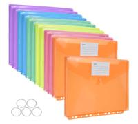 Yarotm Pochette Pplastique A4 Perforée,12PCS,pour Classeurs à 2/3/4 Anneaux | 11 perforations, 6 couleurs, 31 × 24,5 cm, extensibles, pochettes avec étiquette pour l’organisation des documents
